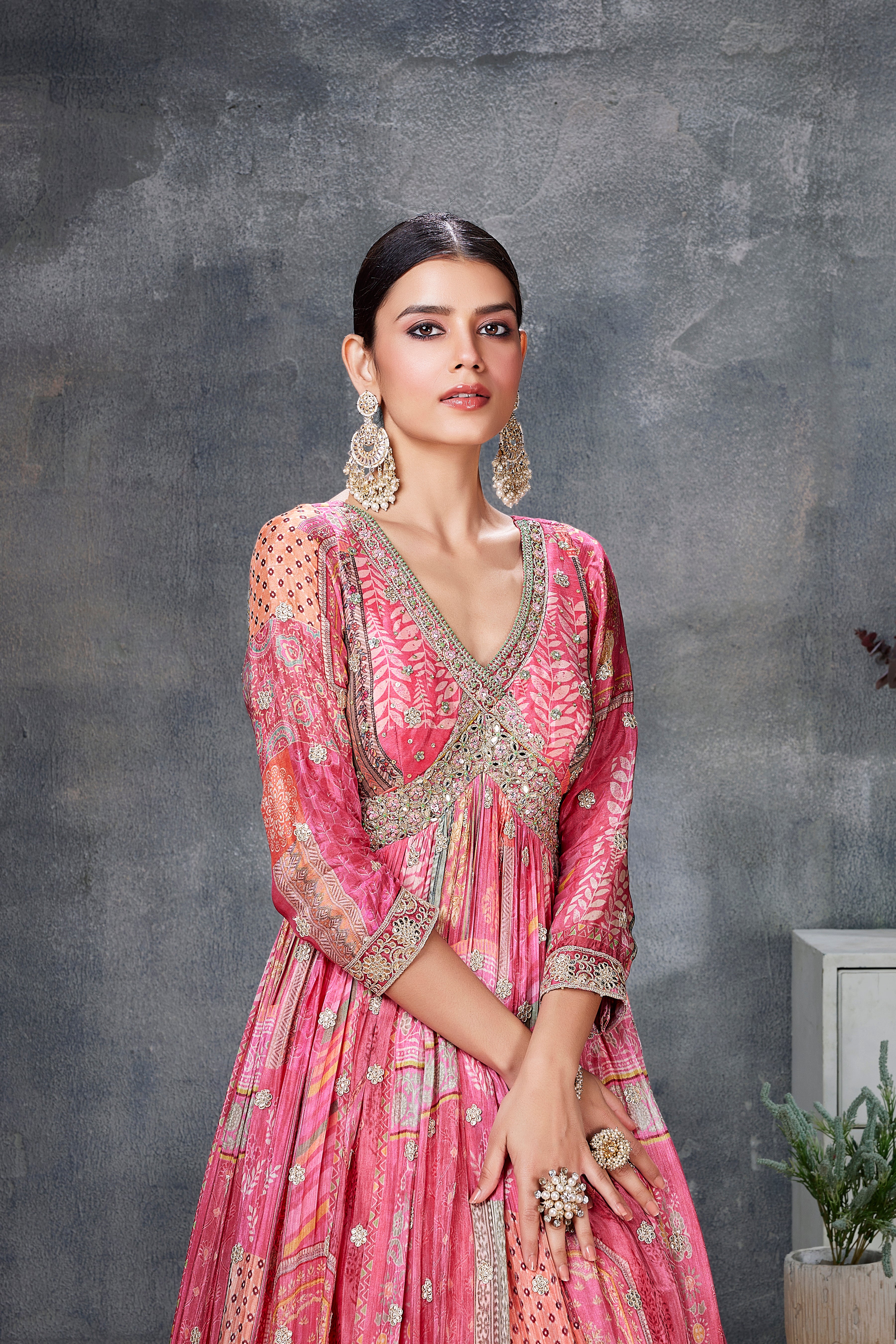 Pink Lace Designer Heavy Embroidered Net Bridal Anarkali Suit | Saira's  Boutique