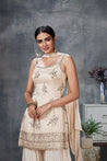 wedding, wedding outfit, brides, bridesmaids, blouse, indian outfit, indian wear, traditional, Fusion Outfit, Indo-Western Ensemble, Sharara Suit, Ethnic Fusion Attire, Contemporary Sharara, Indo-Fusion Dress, ivory , cream , ivory sharara Modern Ethnic Wear Indian-Inspired Jumpsuit Fusion Palazzo Set, Ethnic Dhoti Pants