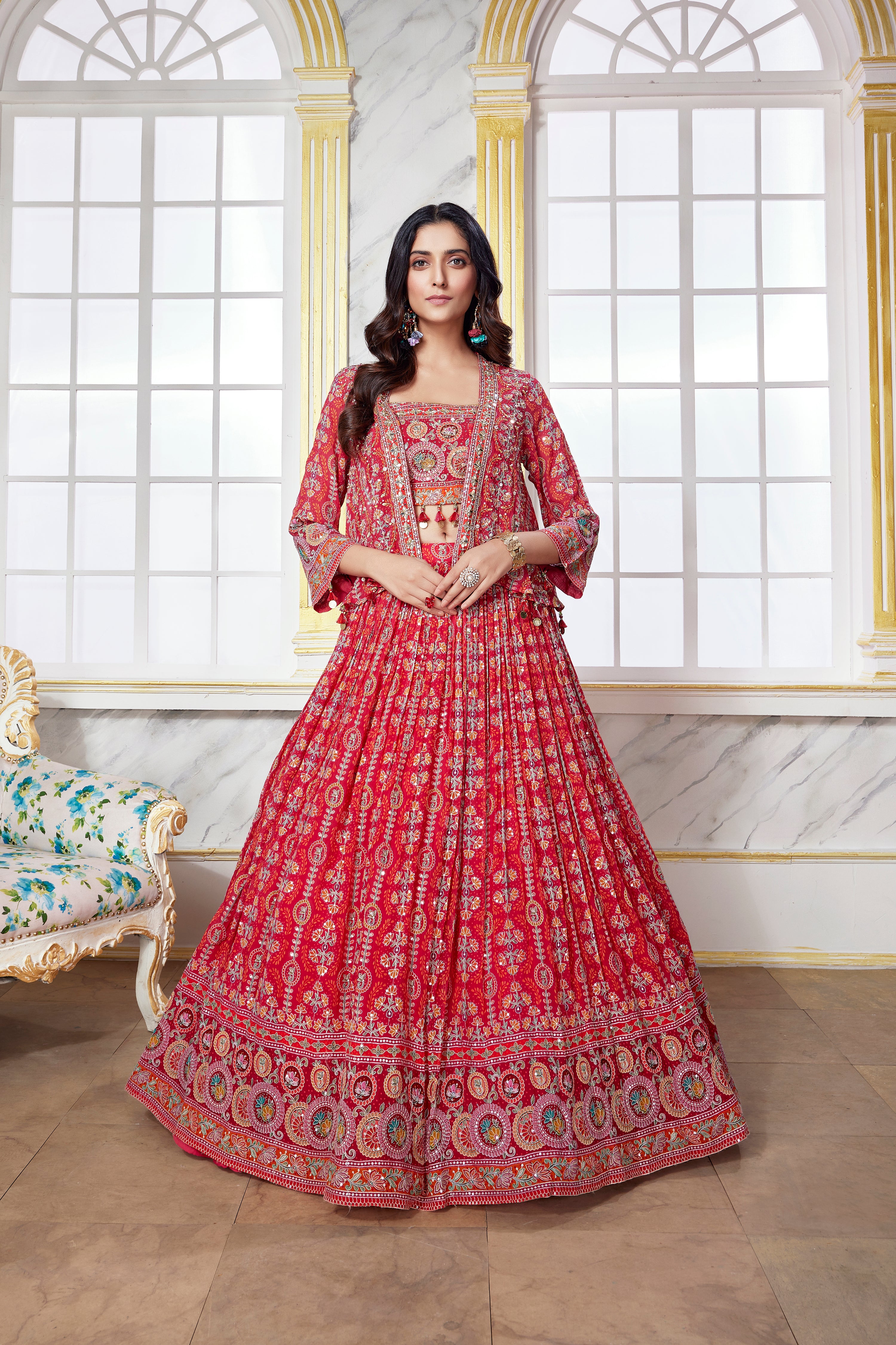 wedding, wedding outfit, lehenga, lehenga with jacket, aqua blue, brides, bridesmaids, blouse, indian outfit, indian wear, traditional, sharara, ethnic wear, printed lehenga, lehenga, Pink lehenga, flared sleeves choli, lehenga set, Bridal, red lehenga