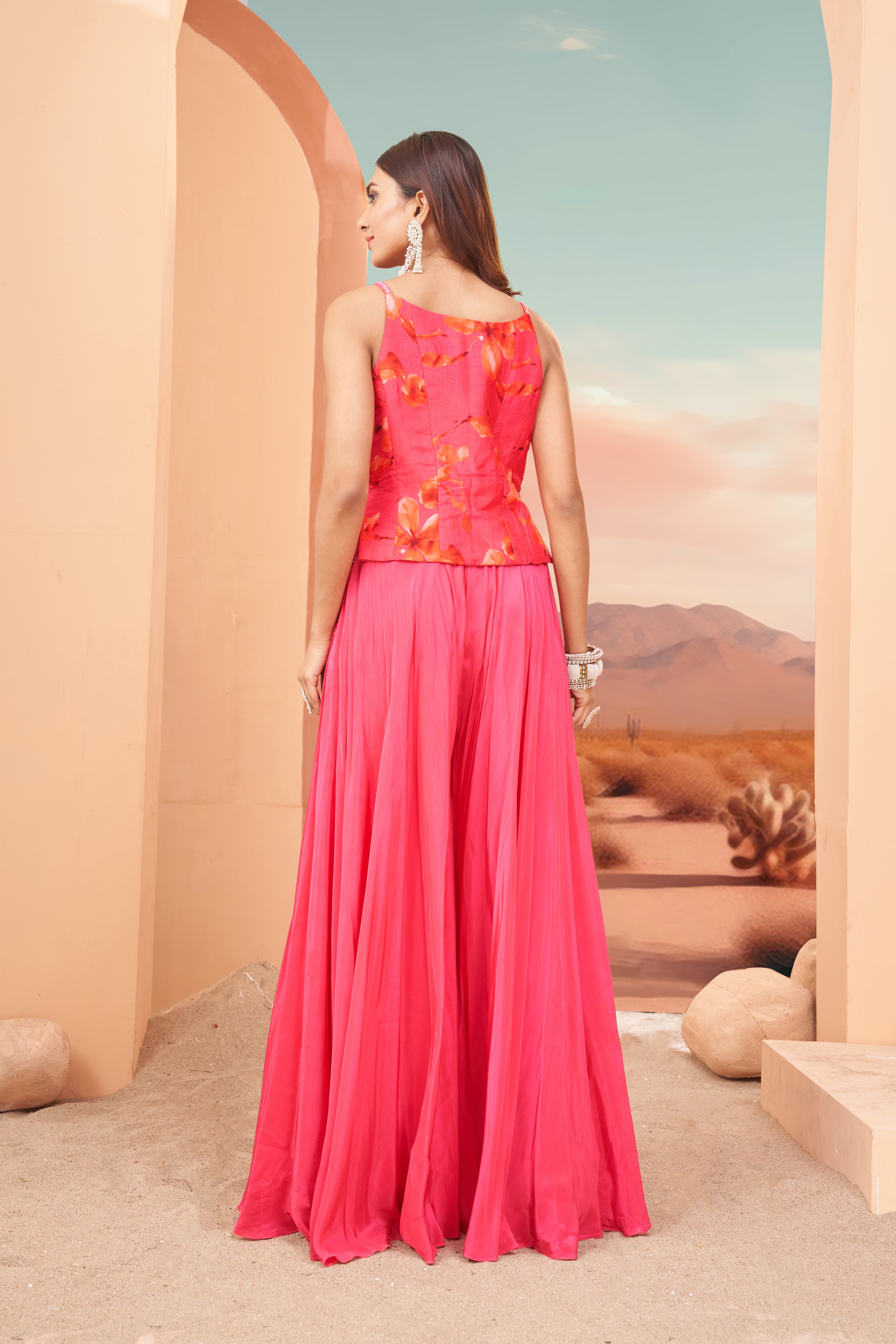 Coral Charm Sharara Set