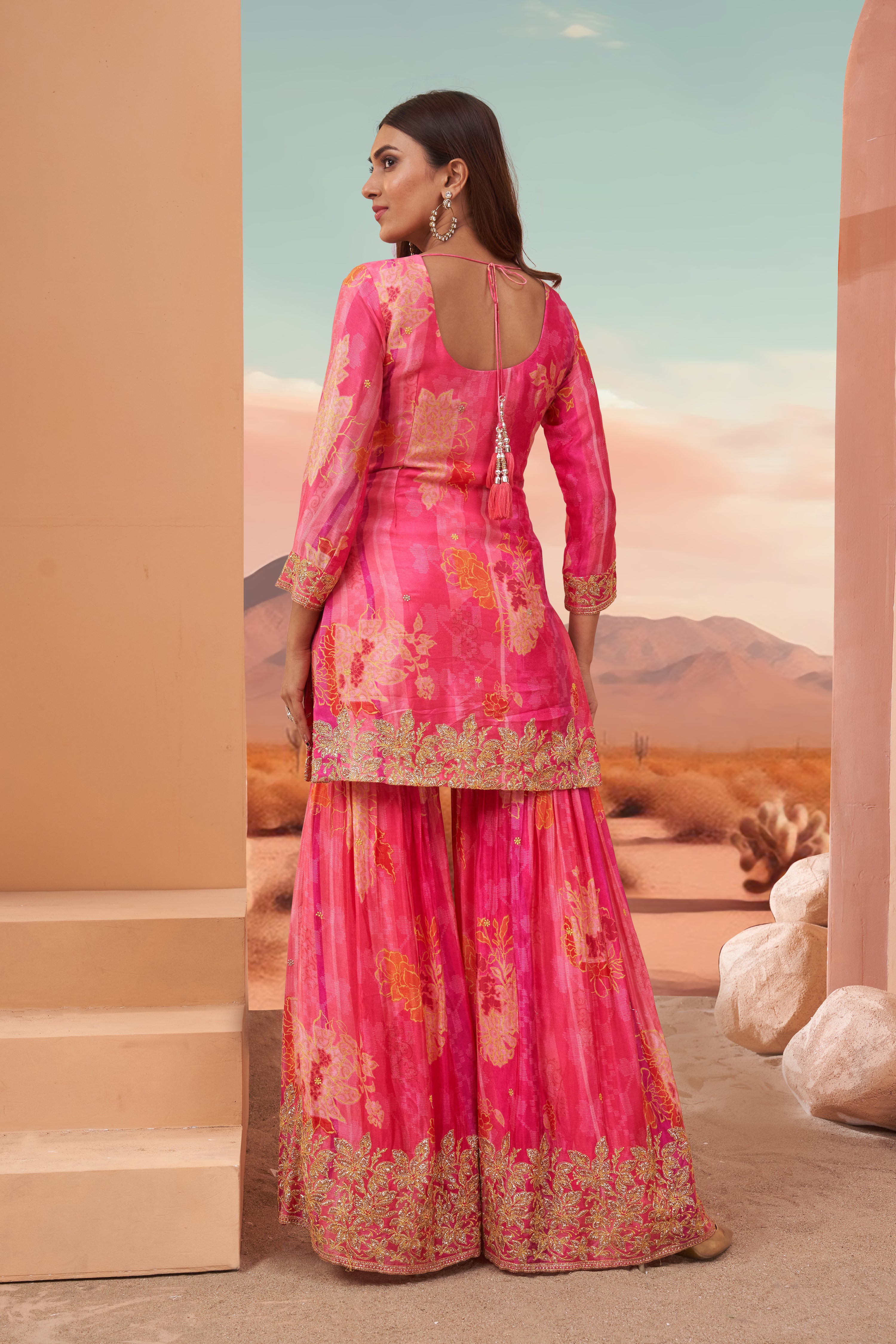 Fuchsia Fiesta Sharara Set