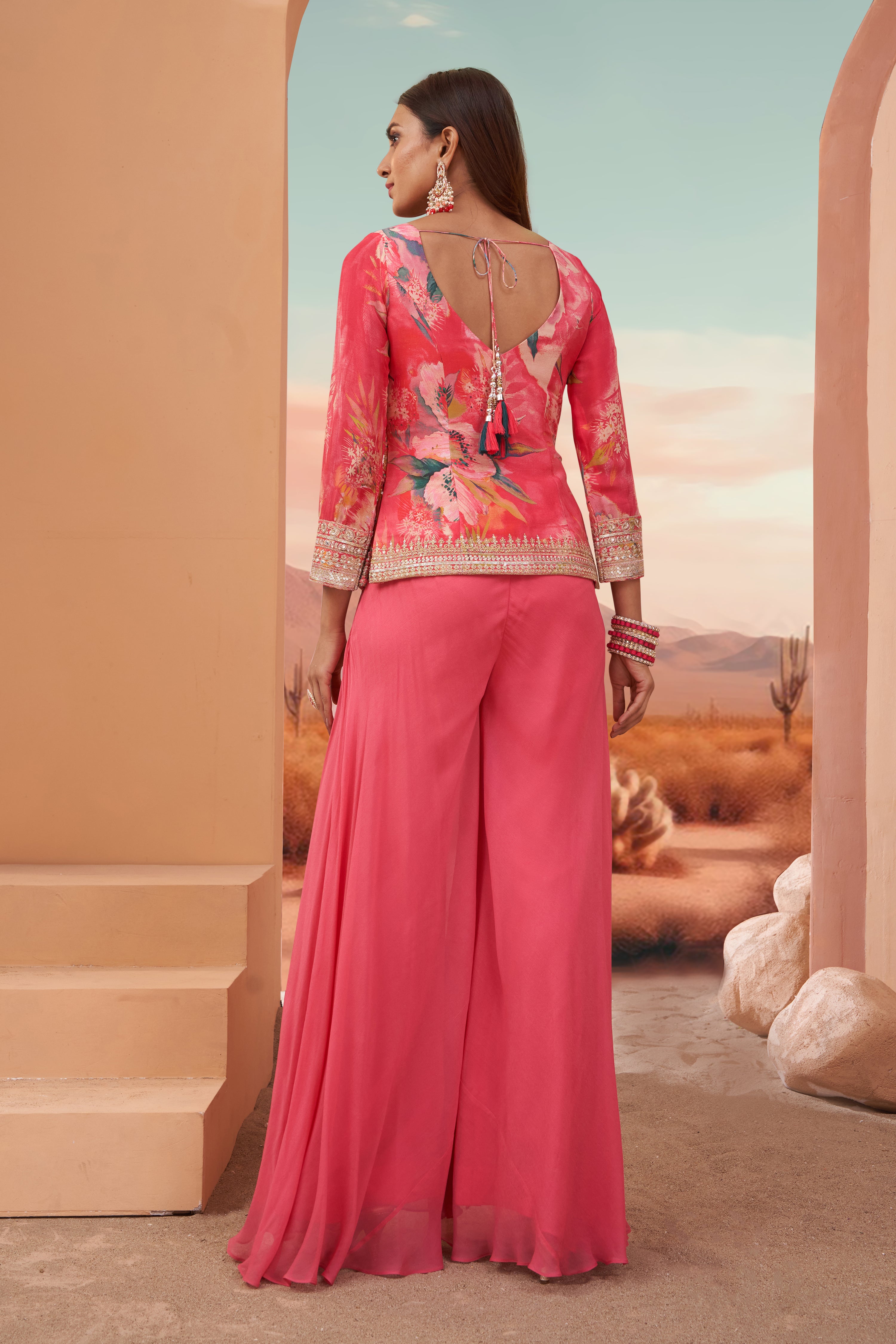 Magenta Floral Sharara Set