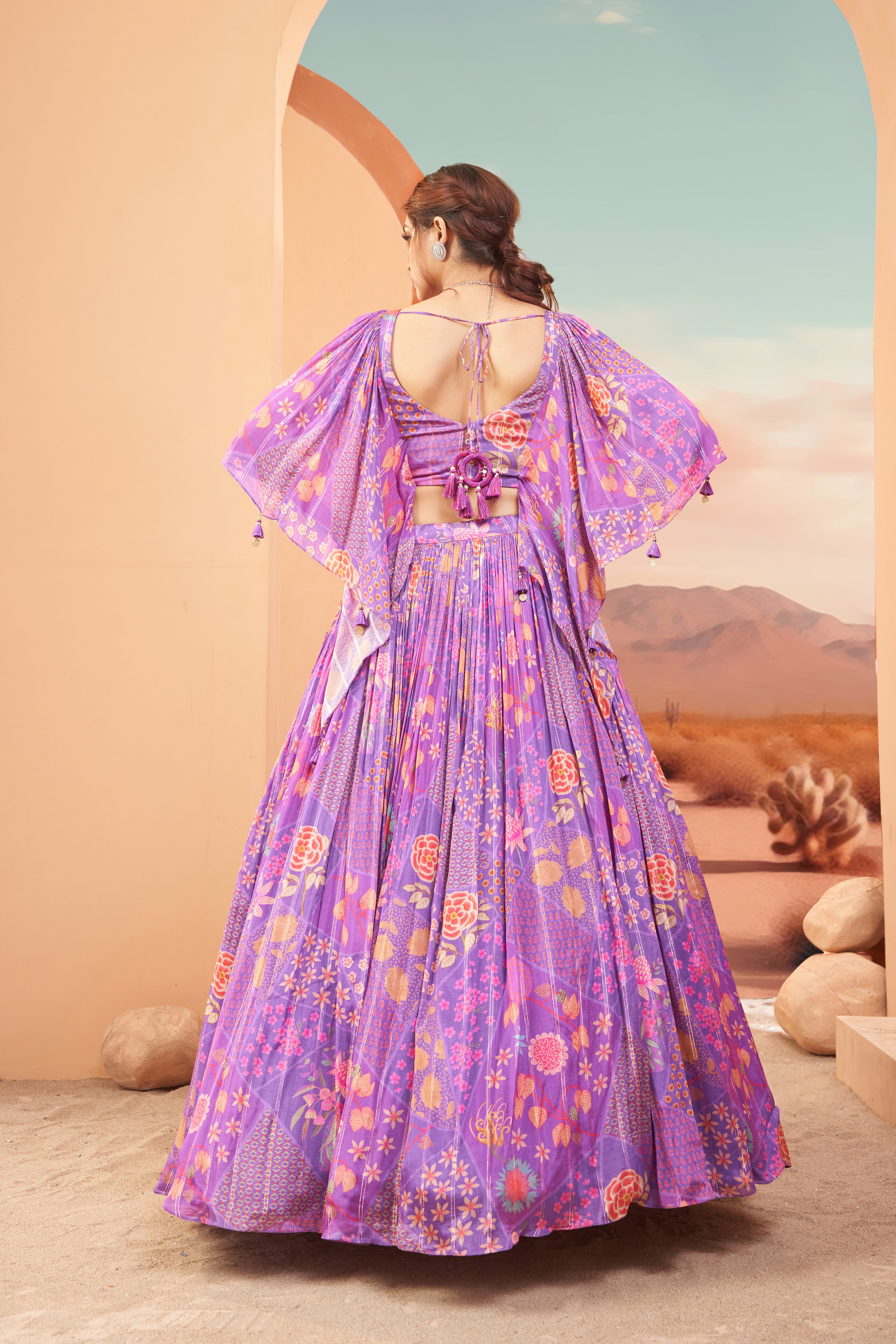 Purple Flared Lehenga