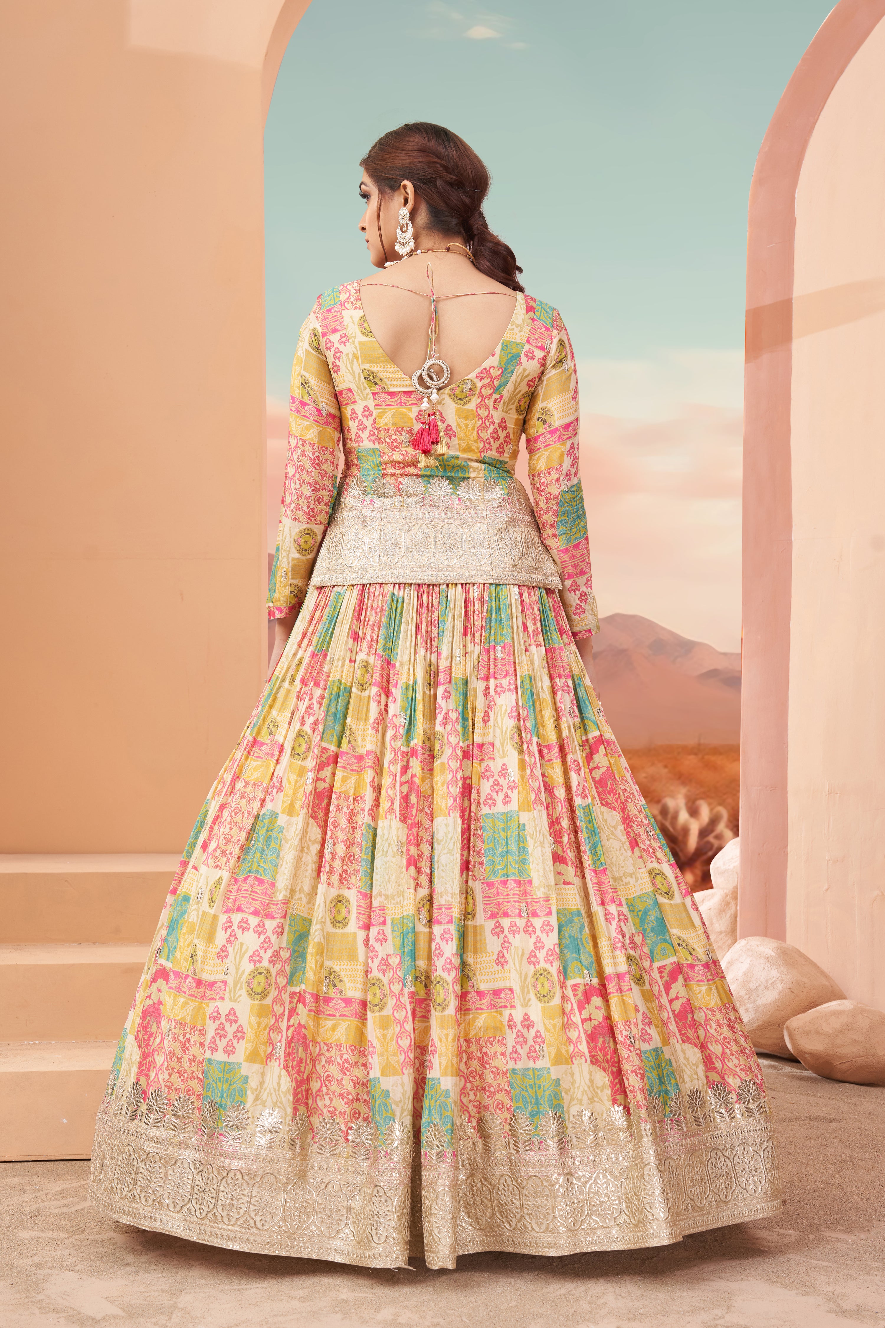 Beige Bloom Lehenga