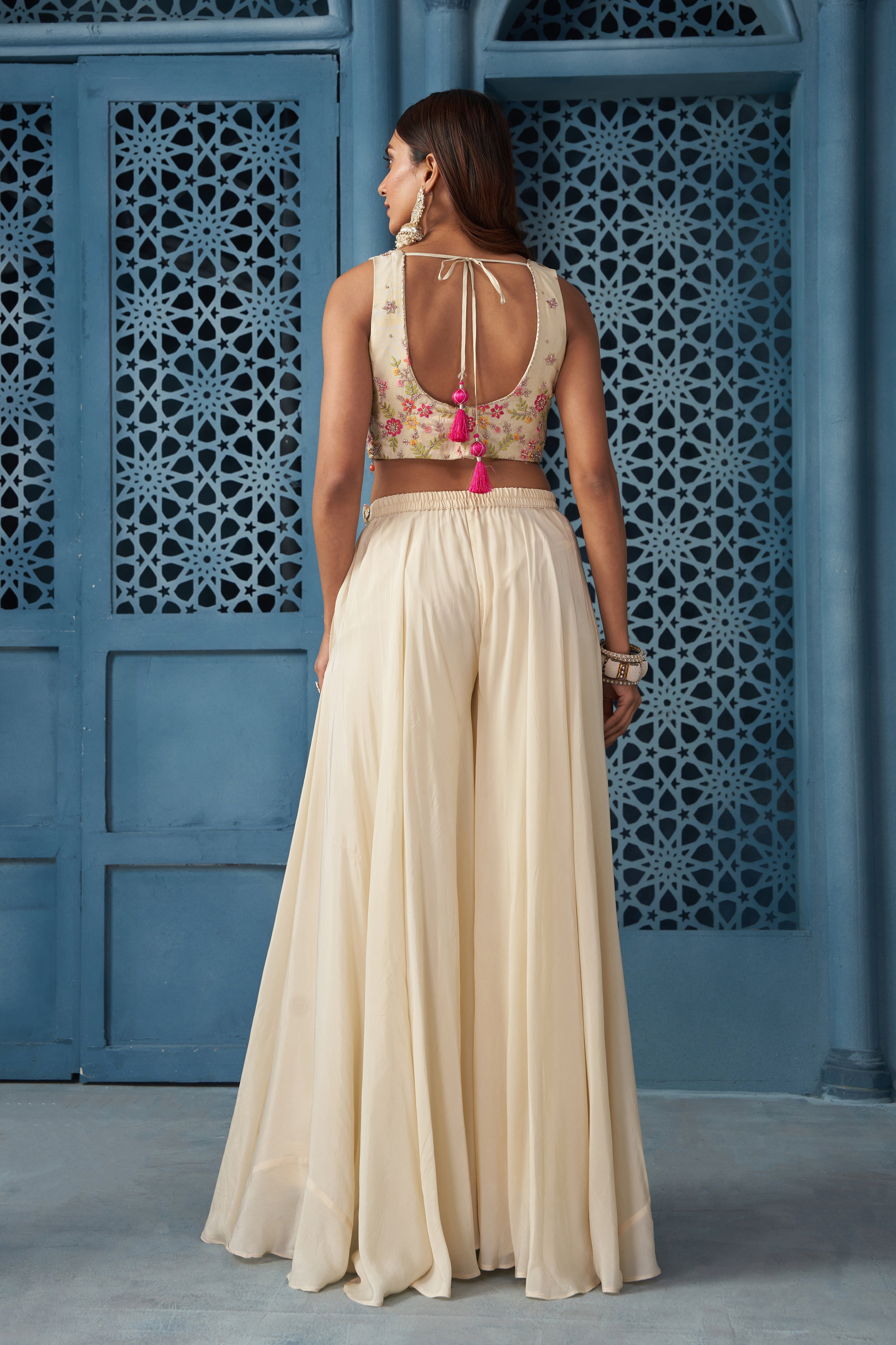 Cream Flair Sharara Set