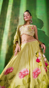 wedding, wedding outfit, lehenga, lehenga with jacket, yellow, brides, bridesmaids, blouse, indian outfit, indian wear, traditional, sharara, ethnic wear, printed lehenga, lehenga, yellow lehenga, flared sleeves choli, lehenga set, Bridal, lehenga set, floral